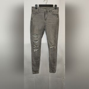 American Eagle Outfitters Gray Distressed Skinny Jeans